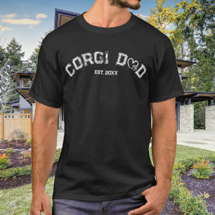 Corgi Vader Hart Poot Afgeleid Wit T-shirt