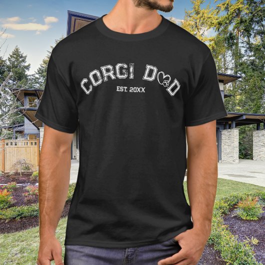 Corgi Vader Hart Poot Afgeleid Wit T-shirt