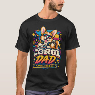 Corgi Vader Speler 1 Retro Gamer Design T-shirt