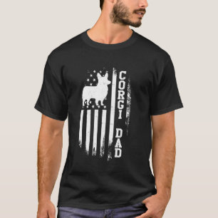 Corgi Vader Vintage Amerikaanse Vlag Patriotische  T-shirt