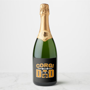 Corgi vader voor vader hondenliefhebber sparkling wijnetiket