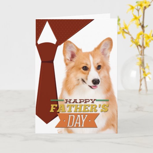 Corgi-Vaderdag Kaart (Gele Bloem)