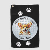 Corgi Vaderdag zwart wit Golfhanddoek (Voorkant)
