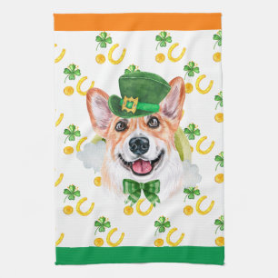 Corgi Vakantiehuis Decoratie St. Patrick's Day Theedoek