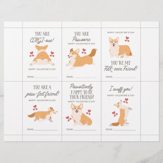 Corgi Valentijnkaarten voor kinderen Briefhoofd (Voorkant)