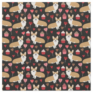 Corgi Valentijns Fabric - zwart Stof