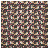 Corgi Valentijns Fabric - zwart Stof (Swatch)