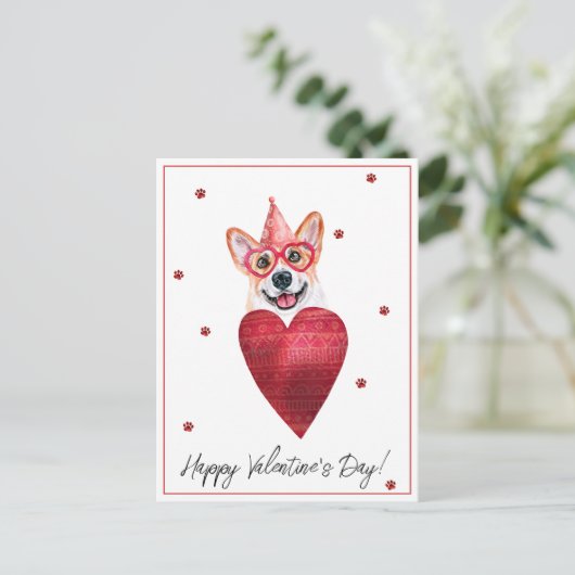 Corgi Valentijnsdag Gift Dog Briefkaart (Staand voorkant)