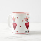 Corgi Valentijnsdag Gift Dog Tweekleurige Koffiemok (Voorkant links)
