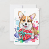 Corgi Valentijnsdag Kaart - Waterverf (Voorkant)