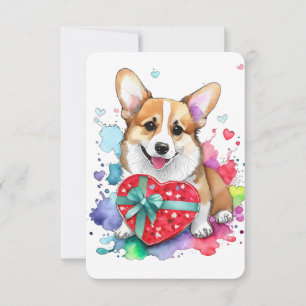 Corgi Valentijnsdag Kaart - Waterverf