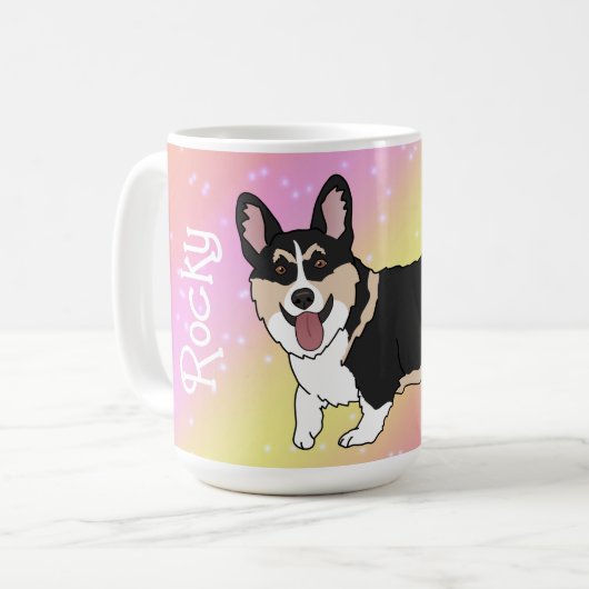 Corgi Valentijnsdag Pink Galaxy Koffiemok (Voorkant links)