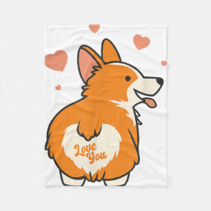 Corgi Valentines Day Gift Dog Lover Heart Fleece Deken