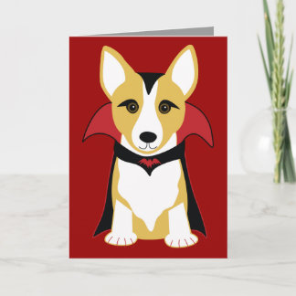 Corgi Vampire  Halloween Kaart