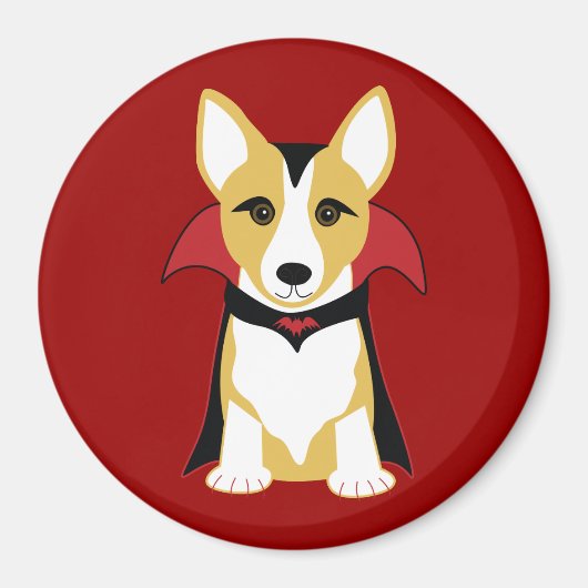Corgi Vampire Halloween Magnet (Voorkant)