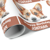 Corgi verjaardag kleurrijk schattig cadeaupapier (Rol Hoek)