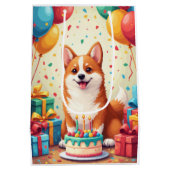 Corgi Verjaardagsfeest Medium Cadeauzakje (Achterkant)