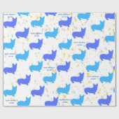 Corgi verjaardagsfeestje,  tekst cadeaupapier (Vlak)