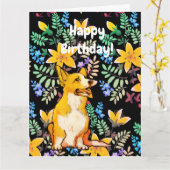 Corgi verjaardagskaart kaart (Gele Bloem)