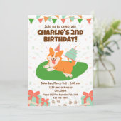 Corgi verjaardagsuitnodiging kaart (Staand voorkant)