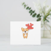 Corgi verkuilt dieren met hartballonnen naar briefkaart (Staand voorkant)