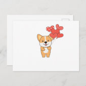 Corgi verkuilt dieren met hartballonnen naar briefkaart (Voorkant / Achterkant)