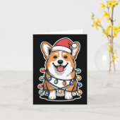 Corgi verpakt in kerstverlichting kaart (Gele Bloem)