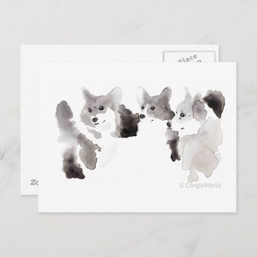 Corgi-verwarmd Briefkaart (Voorkant / Achterkant)