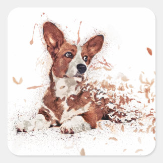Corgi vether vierkante sticker