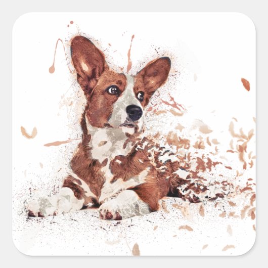 Corgi vether vierkante sticker (Voorkant)