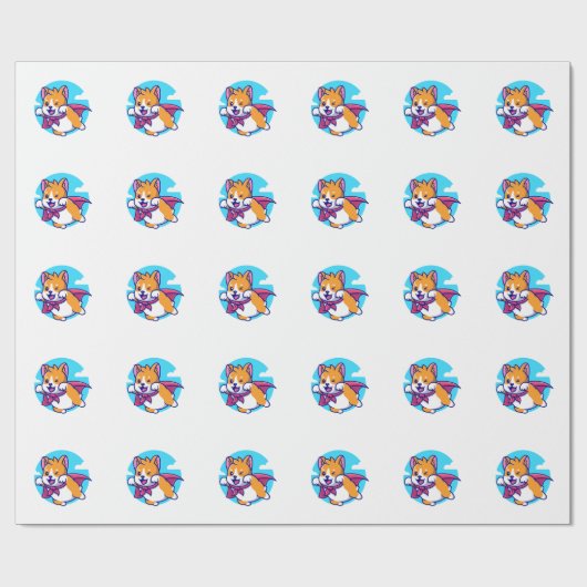 Corgi vliegende skapje grappig schattig cadeaupapier (Vlak)