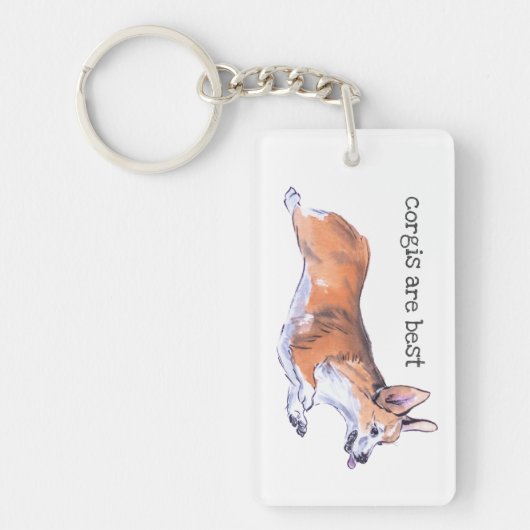 Corgi-vliegsumieschilderij Sleutelhanger (Voorkant)