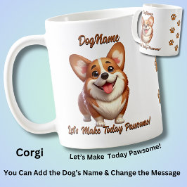 Corgi, voeg de naam van de hond toe, verander teks koffiemok