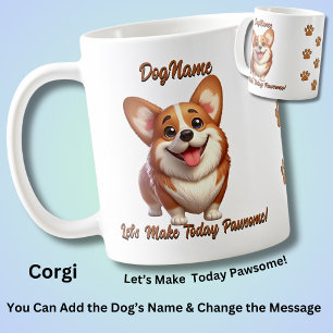 Corgi, voeg de naam van de hond toe, verander teks koffiemok