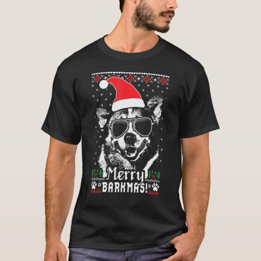 Corgi vrolijk Barkmas Kerstmis T-shirt (Voorkant)