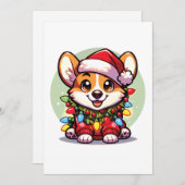 Corgi Vrolijk Kerstfeest Winter Dieren Schattige C Feestdagenkaart (Voorkant / Achterkant)