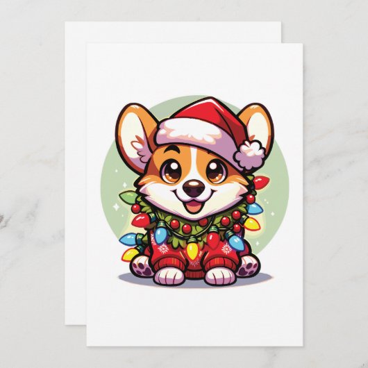 Corgi Vrolijk Kerstfeest Winter Dieren Schattige C Feestdagenkaart (Voorkant / Achterkant)