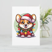 Corgi Vrolijk Kerstfeest Winter Dieren Schattige C Feestdagenkaart (Staand voorkant)