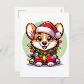 Corgi Vrolijk Kerstfeest Winter Dieren Schattige C Feestdagenkaart (Voorkant / Achterkant)