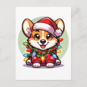 Corgi Vrolijk Kerstfeest Winter Dieren Schattige C Feestdagenkaart (Voorkant)