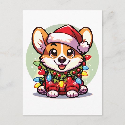 Corgi Vrolijk Kerstfeest Winter Dieren Schattige C Feestdagenkaart (Voorkant)