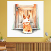 Corgi wacht geduldig canvas afdruk (Insitu (Woonkamer))