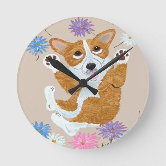 Corgi Wall Clock Ronde Klok (Voorkant)