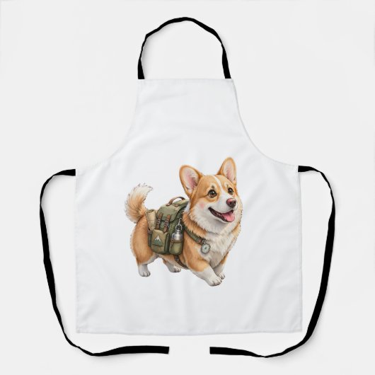 Corgi Wandelavontuur Aquarel Schort (Voorkant)