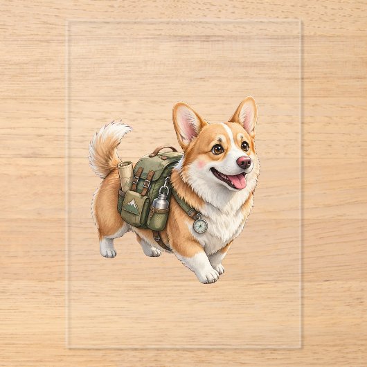 Corgi Wandelavontuur Aquarel Uitnodiging (Voorkant)