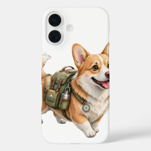 Corgi Wandelavontuur Watercolor iPhone 16 Hoesje
