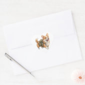 Corgi Wandelavontuur Watercolor Sticker (Envelop)