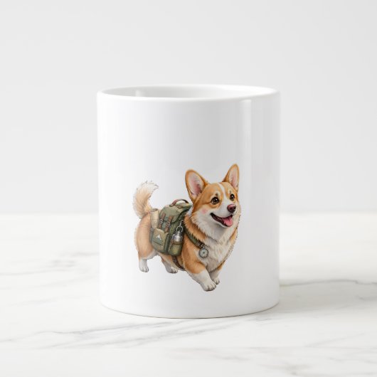 Corgi Wandelavontuur Waterverf Mok (Voorkant)