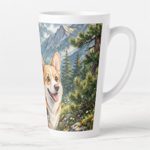 Corgi Wandelt in Bergen Aquarel   Latte Mok
