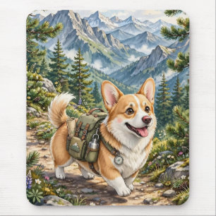 Corgi Wandelt in Bergen Aquarel Muismat
